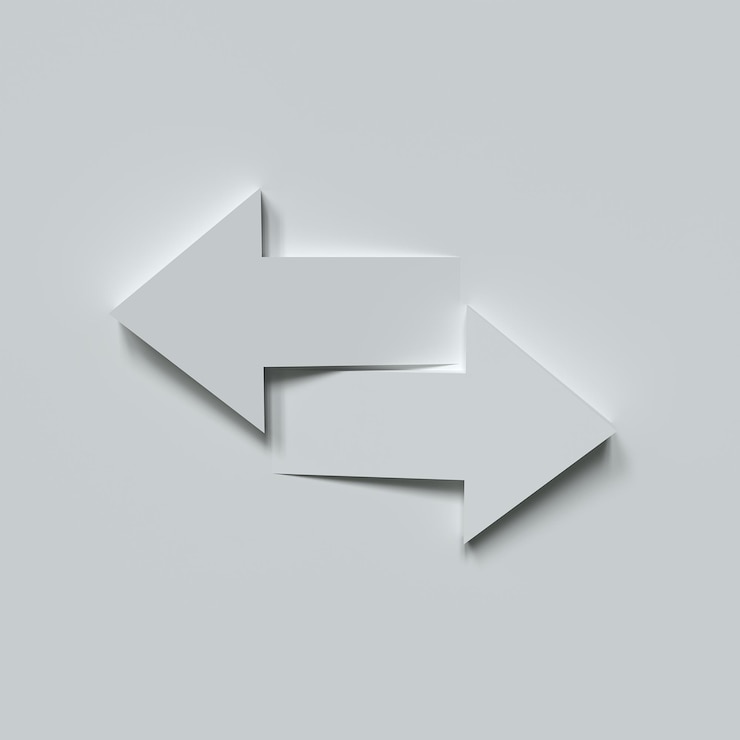Foto umrisssymbol für pfeile übertragen links-rechts-pfeile einfaches liniensymbol 3d-darstellung