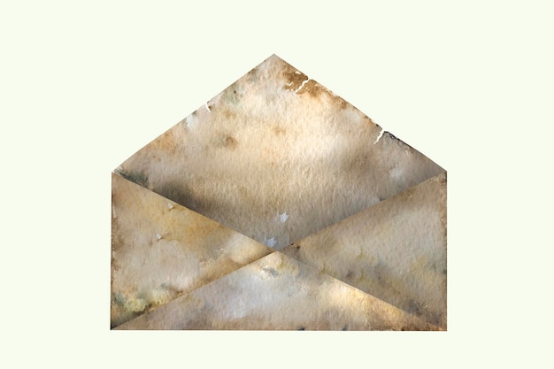 Umschlag-Aquarell-Illustration. Aquarellzeichnung eines Umschlags auf weißem Hintergrund