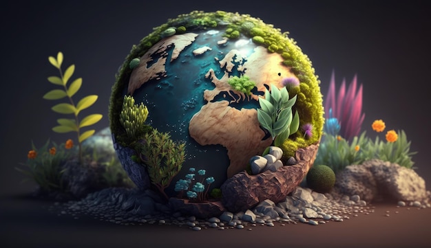 Umwelt Earth Day Planet Naturkonzept mit Globus Erde grüner natürlicher Hintergrund