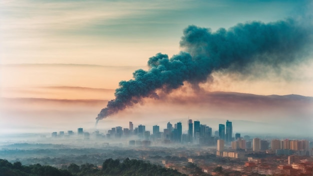 Foto umweltbedenken im durch smog bedeckten skyline