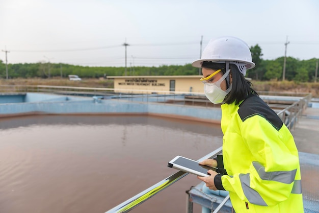 Umweltingenieure arbeiten in KläranlagenWasserversorgungstechnik arbeiten in einer Wasserrecyclinganlage zur Wiederverwendung