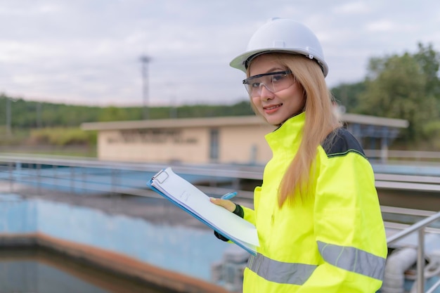 Umweltingenieure arbeiten in KläranlagenWasserversorgungstechnik arbeiten in einer Wasserrecyclinganlage zur Wiederverwendung