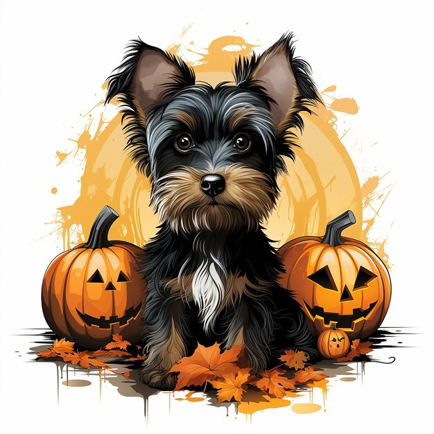 Un_dibujo_vectorial_plano_de_un_Yorkshire_Terrier_con_hallow