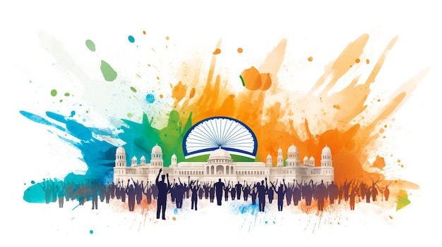 Unabhängigkeitstag-Konzept mit Drei-Farben Glücklicher Unabhängigkeitstag-Grüßkarten-Design für das indische Indien