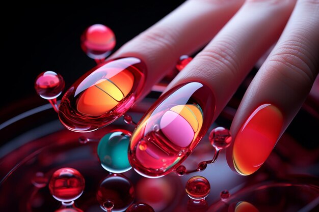 Uñas de gel de colores brillantes