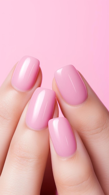 uñas rosadas con un toque de rosa