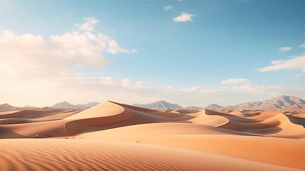 Unberührte Wüstenlandschaft mit Sanddünen und fernen Bergen