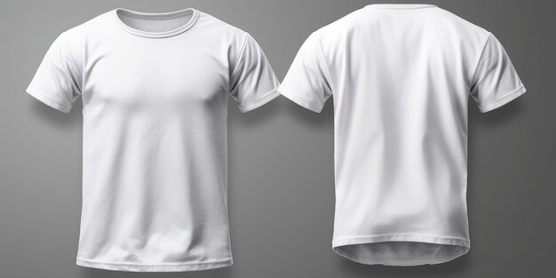 Uncanny Valley Realism TShirt-Vorlage für Vorder- und Rückansichten auf grauem Hintergrund. Generative KI