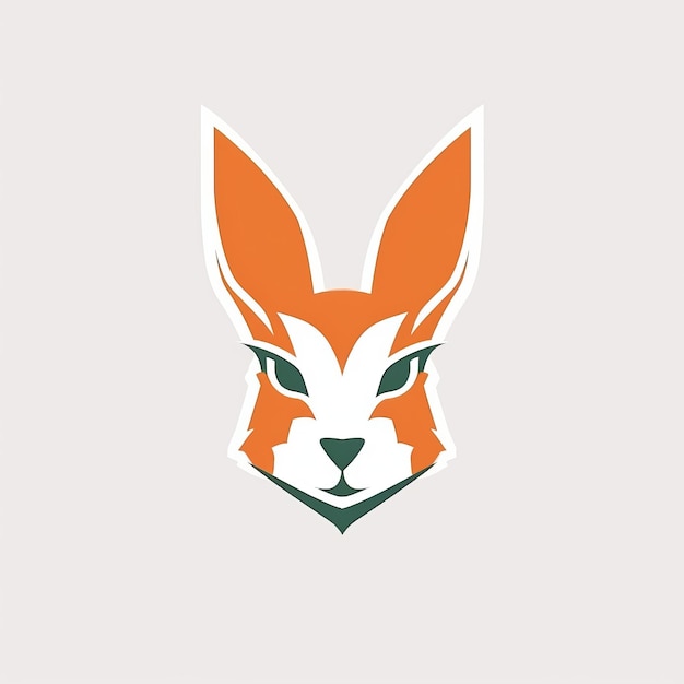 Foto und sharp edgy rabbit logo in orange und grünen farben