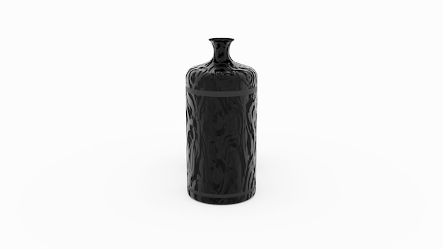 Unendliche weiße Studiokulissen realistisches Produkt 3D-Asset Black Vase Set