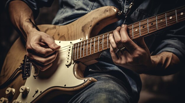 Unerkennbarer Mann spielt E-Gitarre