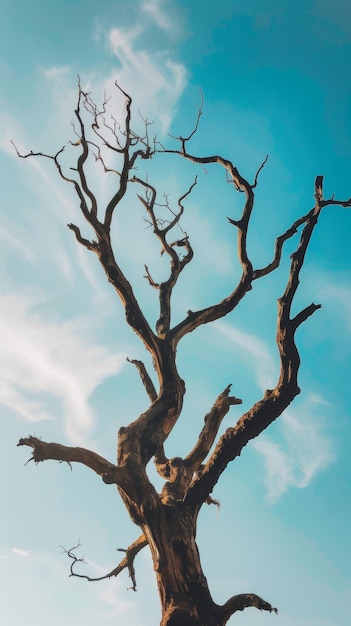 Unfruchtbarer toter Baum im Winter