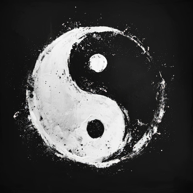 Foto ungefähr handgemaltes weiß-schwarzes yin- und yang-symbol