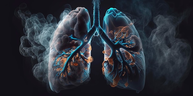 Ungesunde Lungen voller Rauch Lungenkrebskonzept AIGenerated
