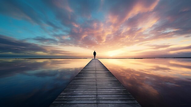 Foto ungewöhnliche einsamkeit am pier