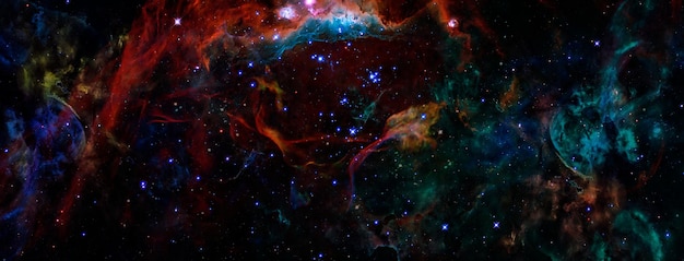 Unglaublich schöne Galaxie im Weltraum Nebula Nacht Sternenhimmel in Regenbogenfarben Mehrfarbige Weltraumelemente dieses Bildes, eingerichtet von der NASA