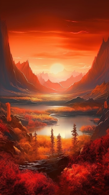 Unglaubliche Landschaft in der Airbrush-Kunsttechnik