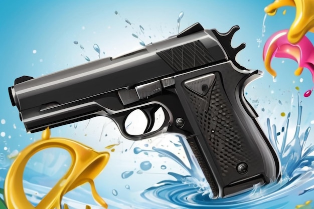 Unglaubliches Songkran-Festival in Thailand mit Waffe auf dem Wasser-Splash-Hintergrund-Illustration