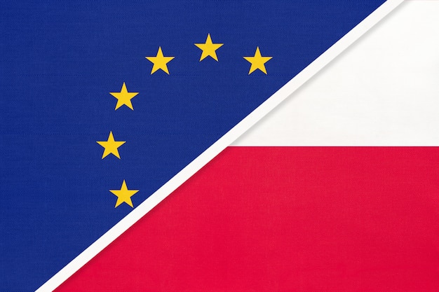 União Europeia ou UE vs bandeira nacional da Polônia