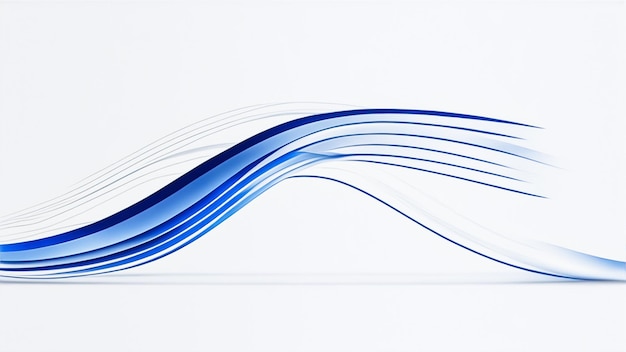 Foto Única linha azul abstrata em um fundo branco