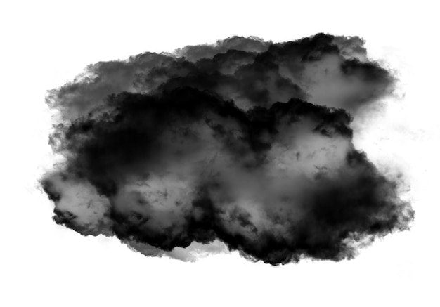 Foto Única nube de humo negro sobre fondo blanco.