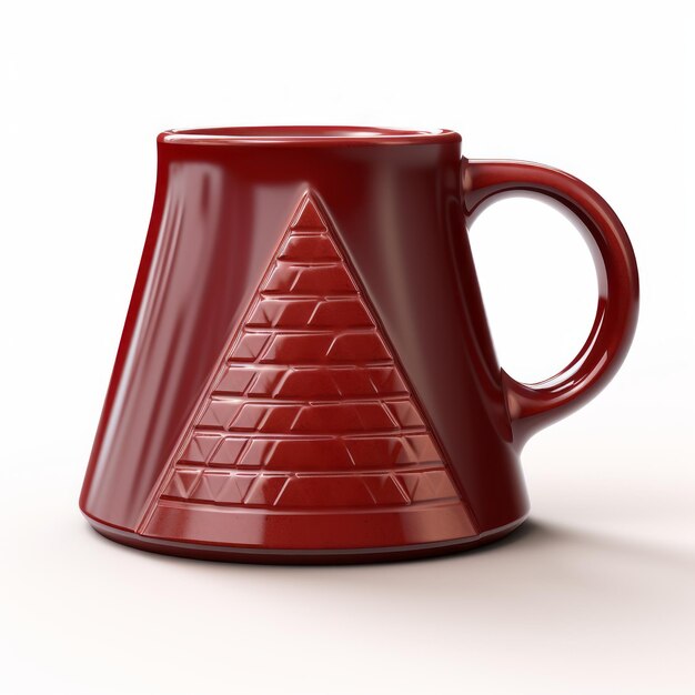 Foto Única taza de café roja con diseño piramidal inspirado en daz3d y técnicas tradicionales