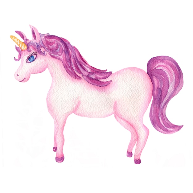 Unicornio acuarela rosa y violeta