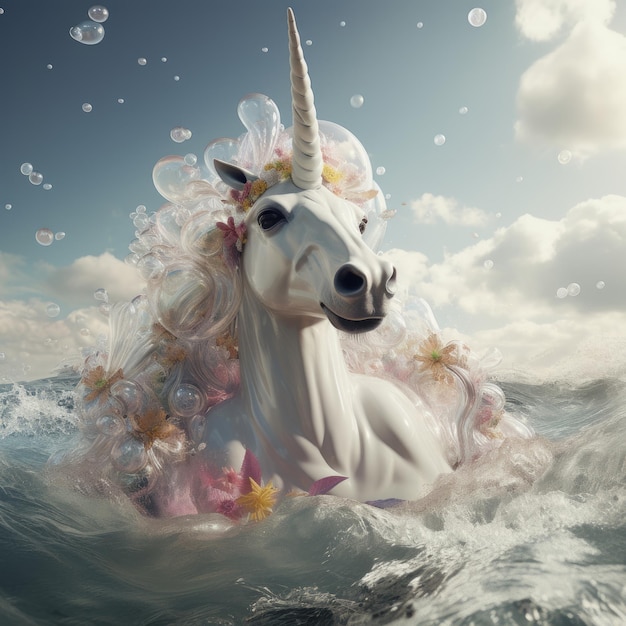 Foto un unicornio en el agua