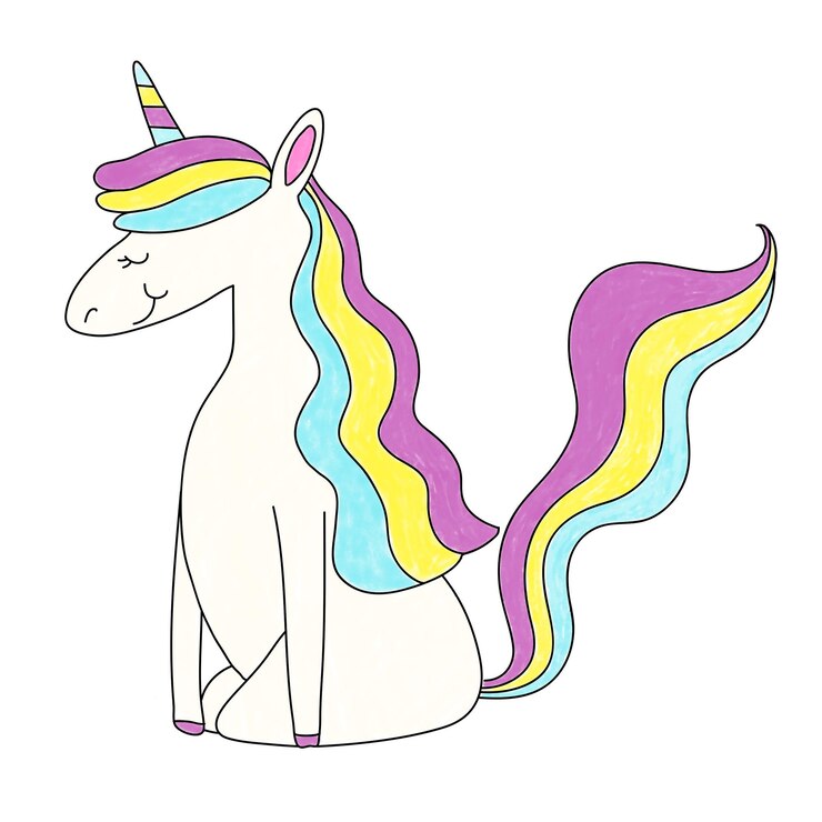 Foto unicórnio bonito adesivo png ilustração colorida