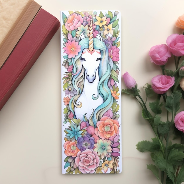 Unicornio caballo flores coloridas pintando imágenes IA generativa