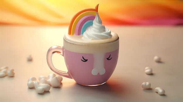 Unicornio de café arcoiris