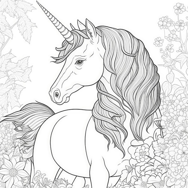 Unicornio para colorear para niños y adultos.