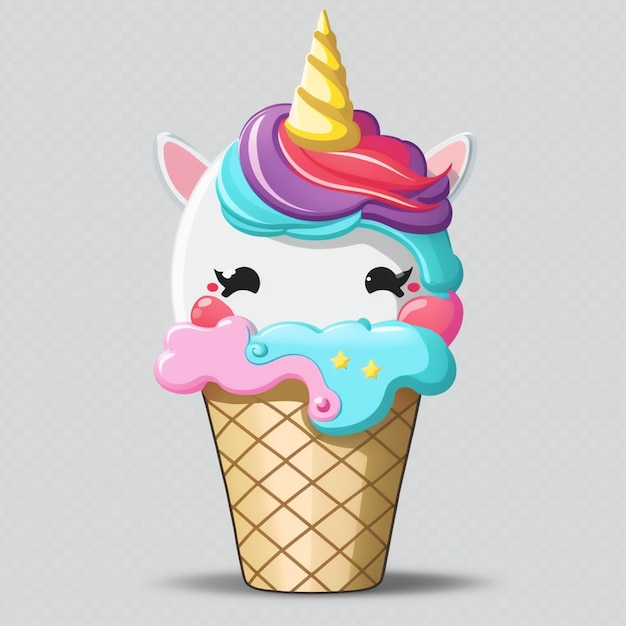 Foto el unicornio come el vector del helado.