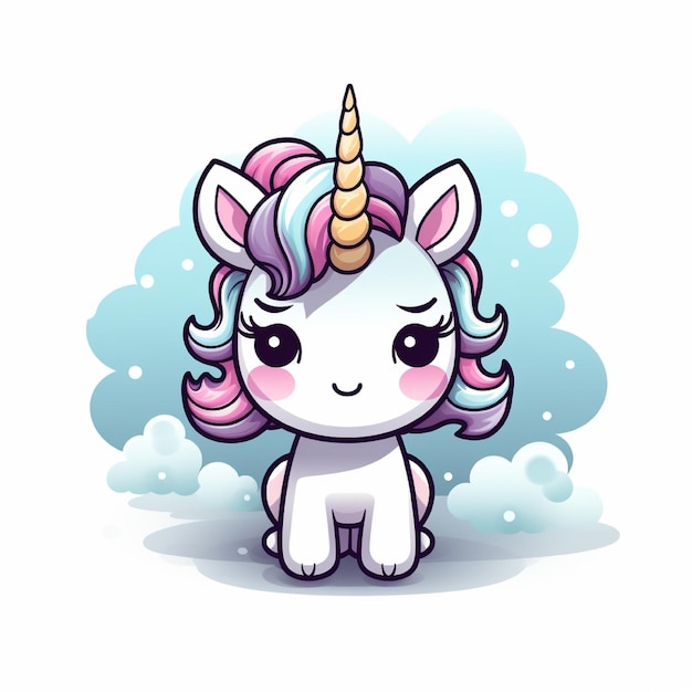 Foto un unicornio de dibujos animados con cabello rosa y una melena rosa