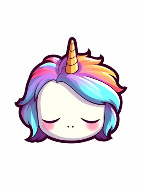 Foto un unicornio de dibujos animados con una melena de arco iris y una nariz rosa generativa ai