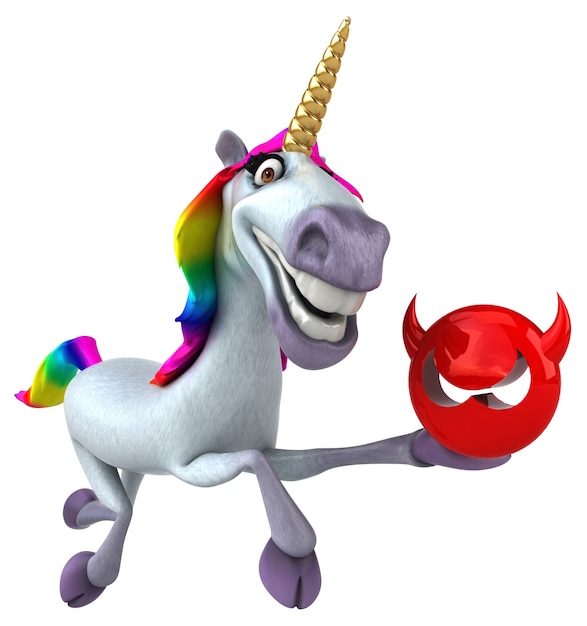 Unicornio divertido - Ilustración 3D