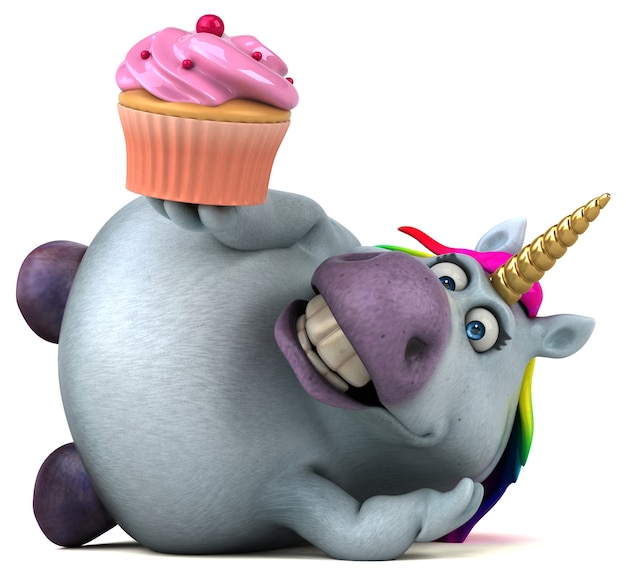 Unicornio divertido - Ilustración 3D