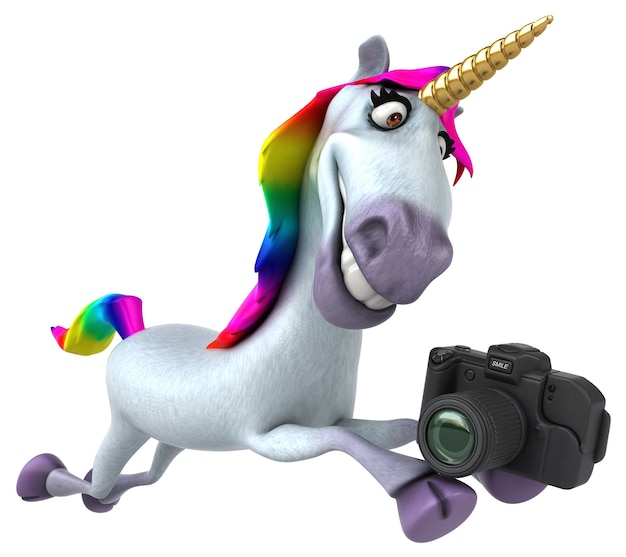 Unicornio divertido - Ilustración 3D