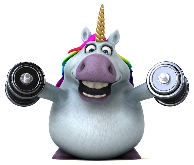 Unicornio divertido - Ilustración 3D