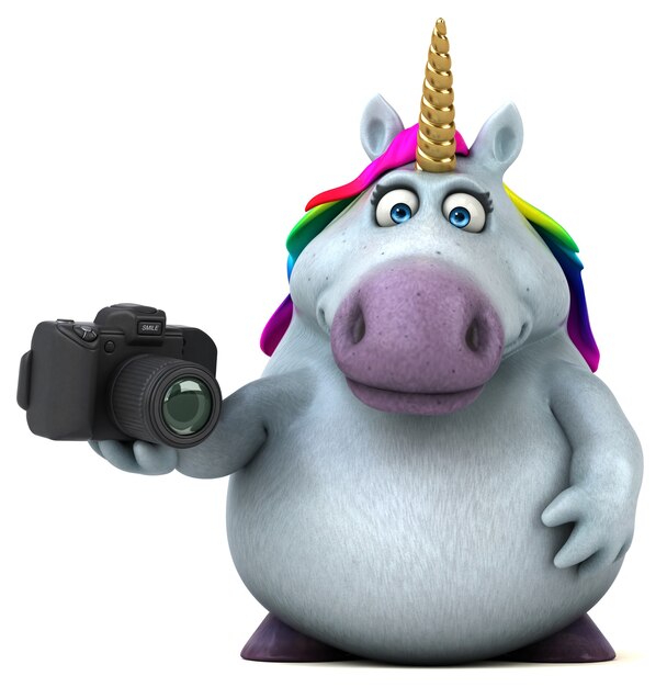 Unicornio divertido - Ilustración 3D