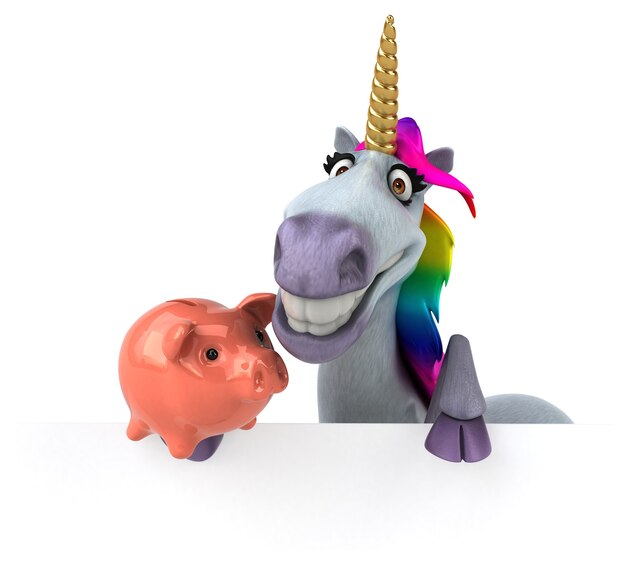 Unicornio divertido - Ilustración 3D