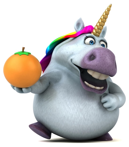 Unicornio divertido - Ilustración 3D