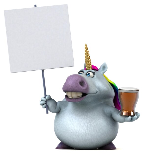 Unicornio divertido - Ilustración 3D