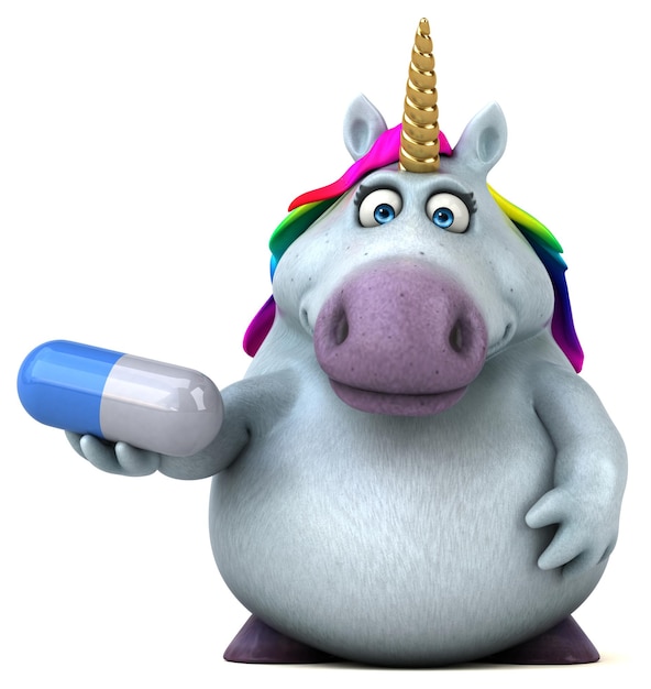 Unicornio divertido - Ilustración 3D