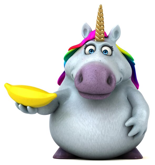 Unicornio divertido - Ilustración 3D