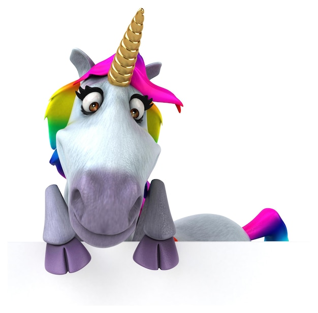 Unicornio divertido - Ilustración 3D