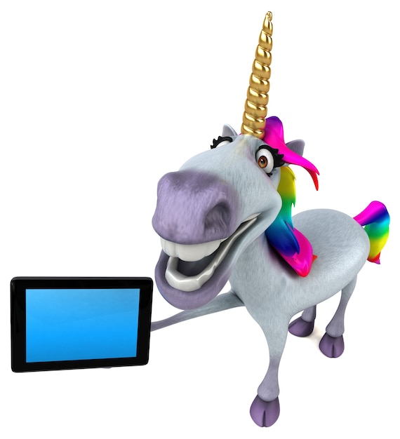 Unicornio divertido - Ilustración 3D