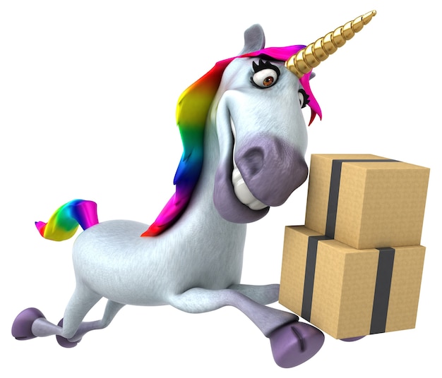 Unicornio divertido - Ilustración 3D