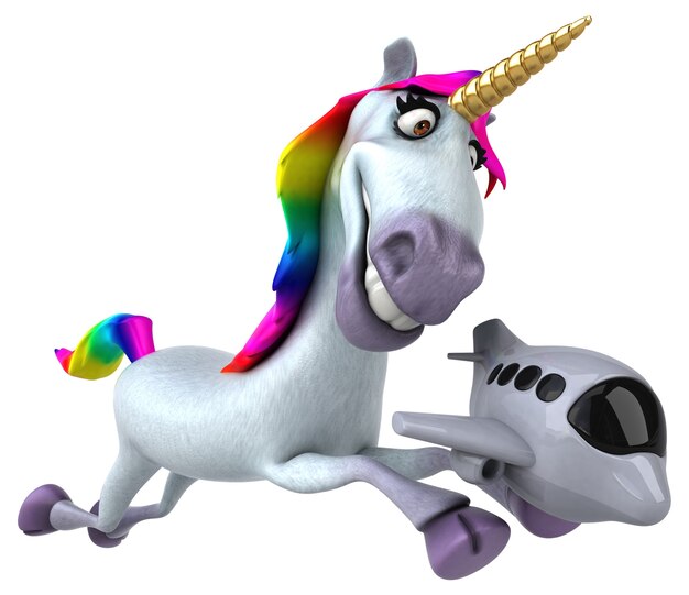 Unicornio divertido - Ilustración 3D