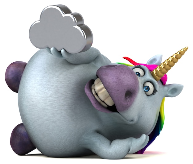 Unicornio divertido - Ilustración 3D